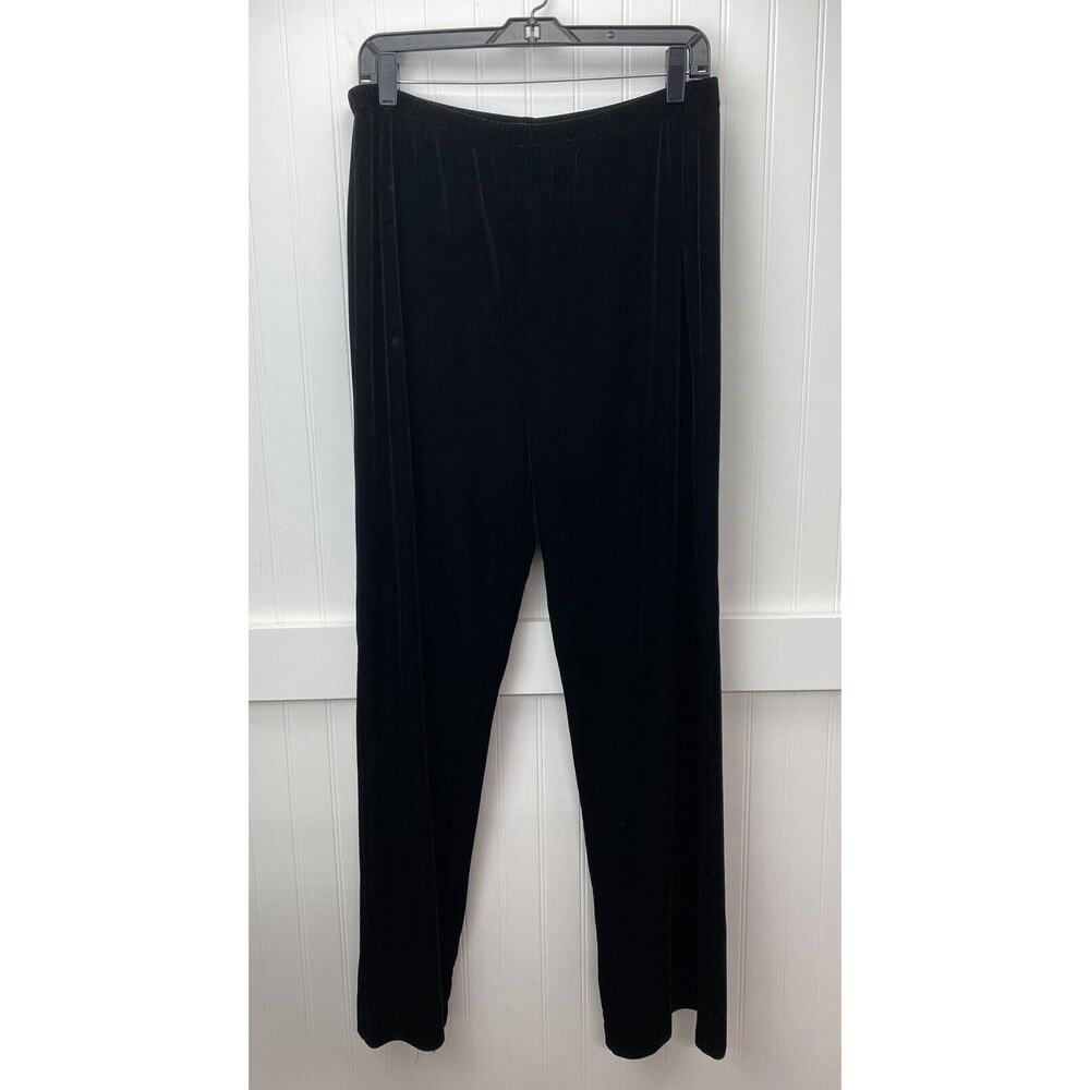 Velvet Pants Vintage Cachet Wide Leg Sz 16 Black Pull On Casual Made In USA